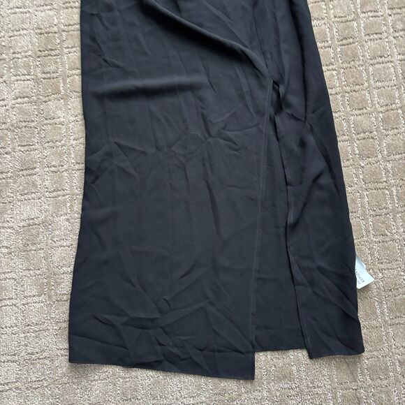 ASOS Cut-Out Maxi Dress Beach Coverup Women's 6 Tall Black Tie Front Slit Sheer - Picture 3 of 9